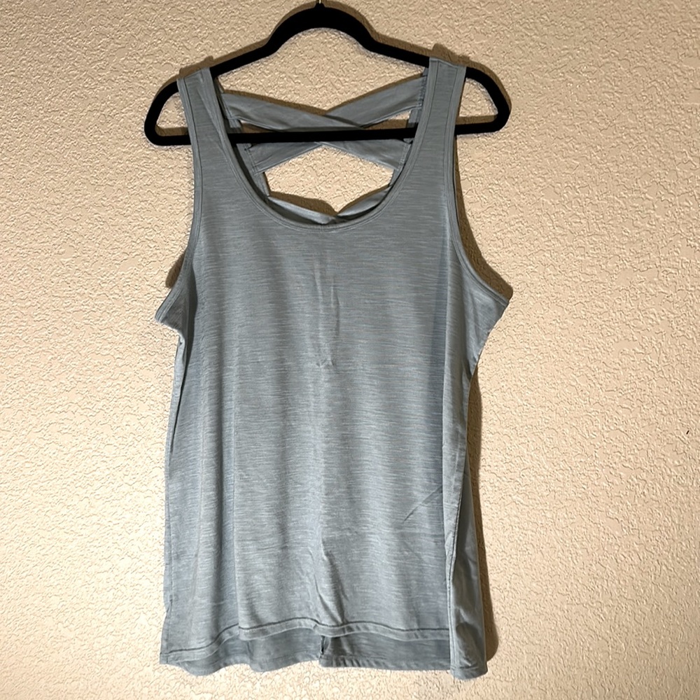 Gaiam Tank Top with Criss Cross Detail - XL Sky Blue
